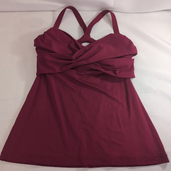 Lululemon Wrap it Up Tank Top Shirt Red V-Neck Wrap Cross Front Cranberry 12 - Picture 1 of 15